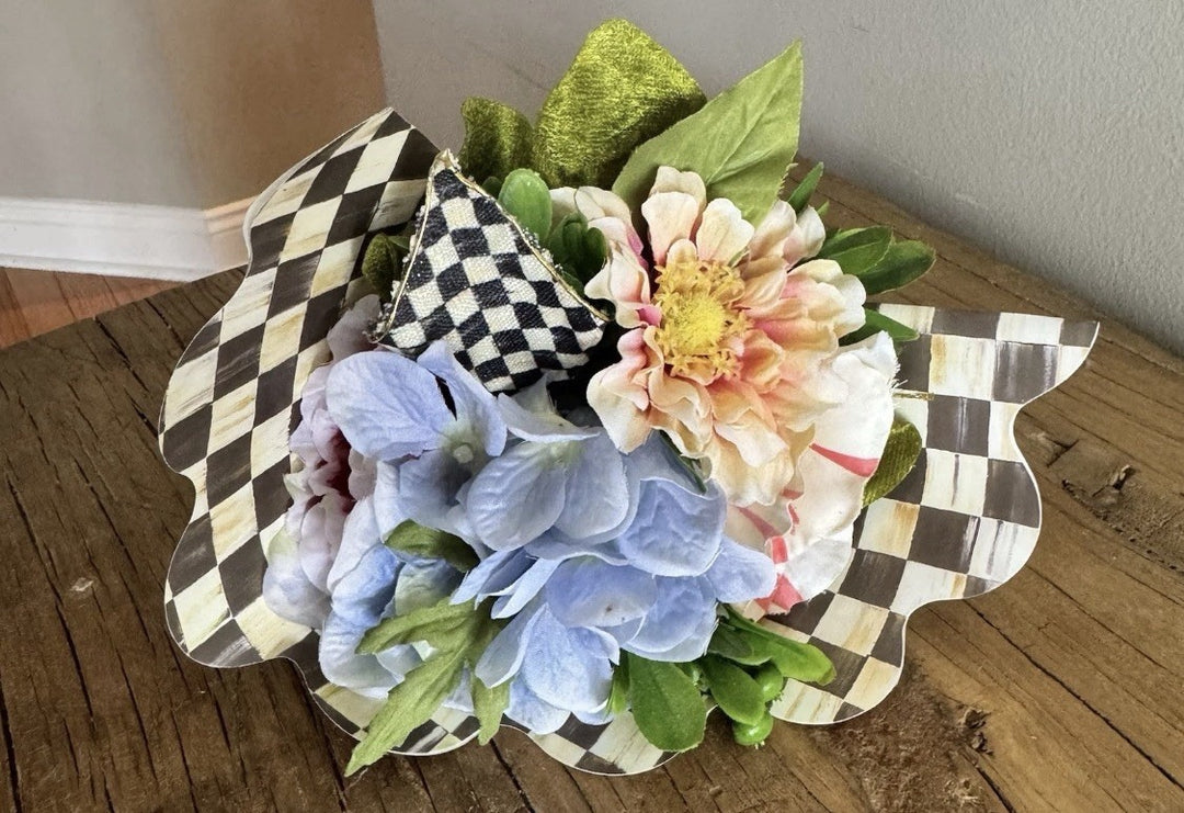 MacKenzie-Childs Silk Spring Nosegay Bouquet Courtly Check