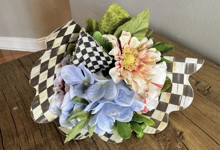 MacKenzie-Childs Silk Spring Nosegay Bouquet Courtly Check