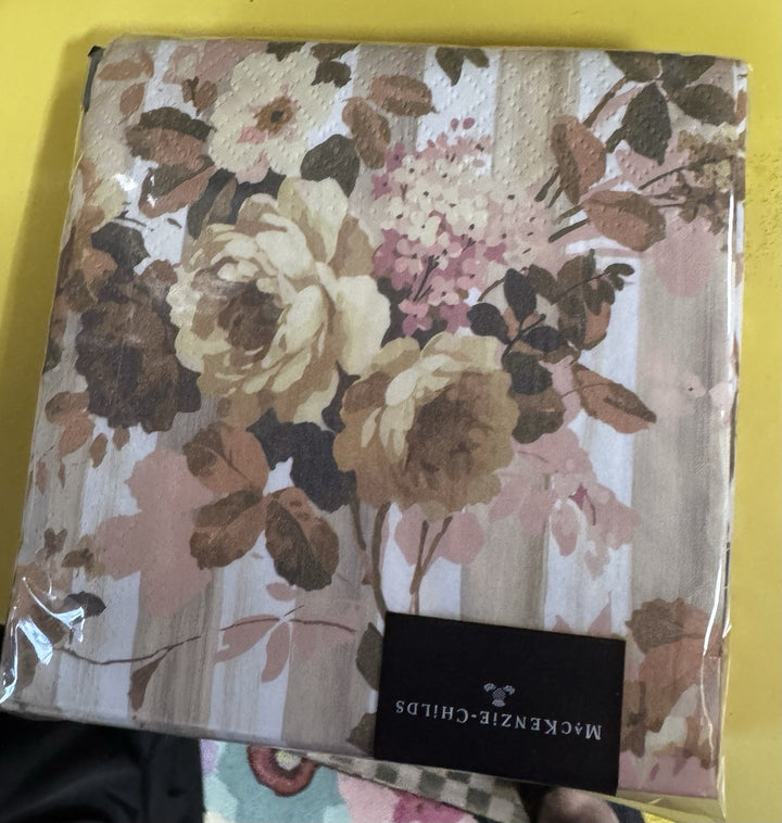 Mackenzie Childs Pack Wild Rose Paper Cocktail Napkins 20 pack, NEW