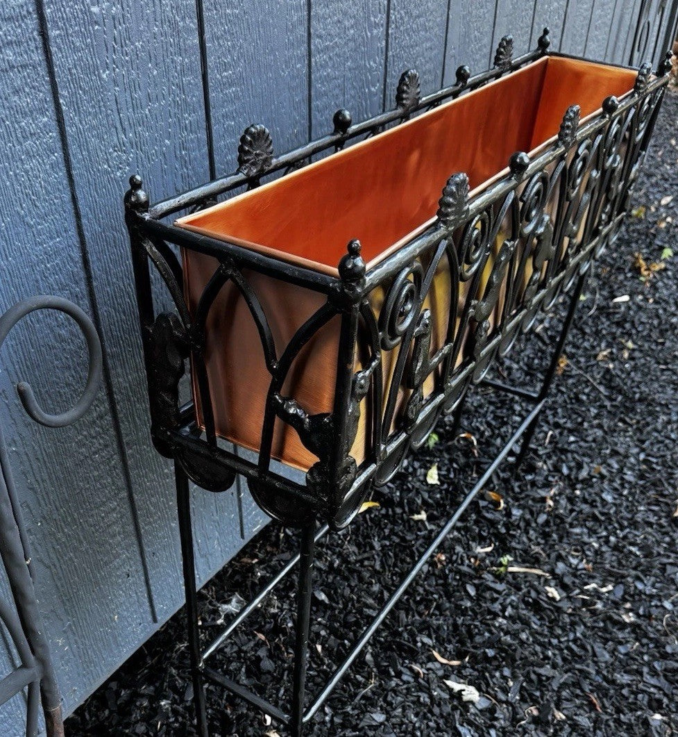 Mackenzie Childs  CAST IRON And Copper Bird On Ball  PLANT -FLOWER STAND