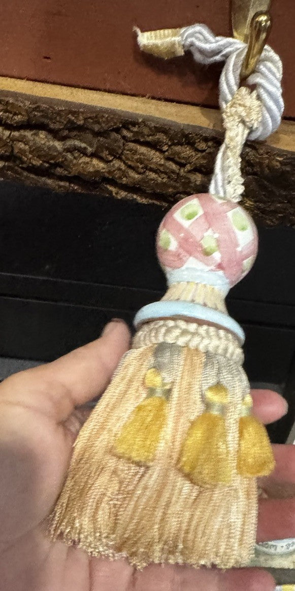 MacKenzie Childs Set Of 2 Vintage Tassel Pottery & Silk Fringe - Tassel 5” Long