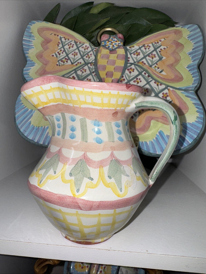 Mackenzie Childs Taylor 1997   Madison Ceramic Creamer 4” Made In Aurora