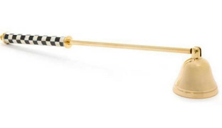 MacKenzie Childs Courtly Check gold candle snuffer New In Box