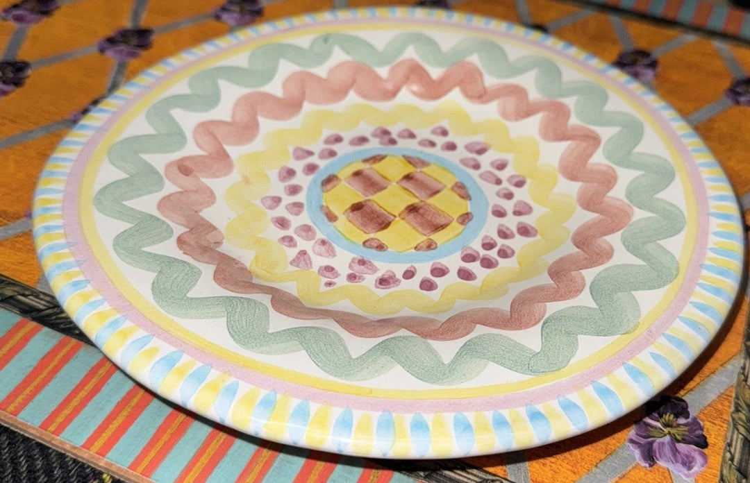 Mackenzie-Childs Taylor Aurora Bread Plate 7.25" Hand-Painted Ceramic 1996