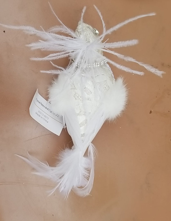 MACKENZIE CHILDS One Crystal Palace Sterling Check Feathered  Bird Clip