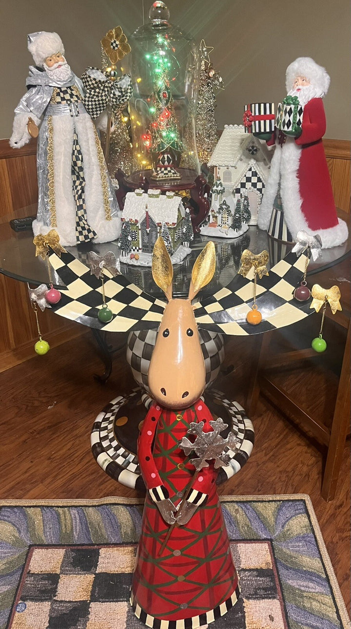 Mackenzie Childs "Deck the Halls" Moose w/ Ornaments  36" Tall- Excellent
