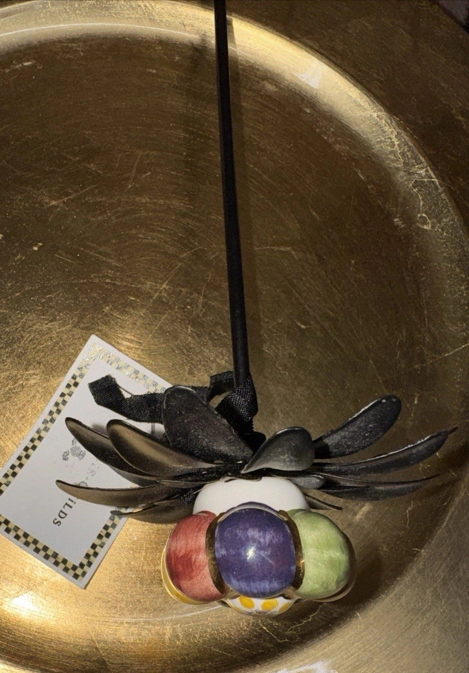 MacKenzie Childs 1.5 ” Rosie Posie Flower Knob-on A Metal Flower Stake