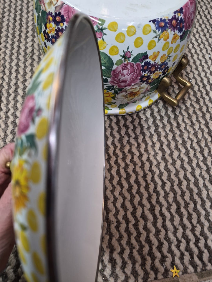 MacKenzie Childs Buttercup Pattern 8 Quart Large Stock Pot Vintage