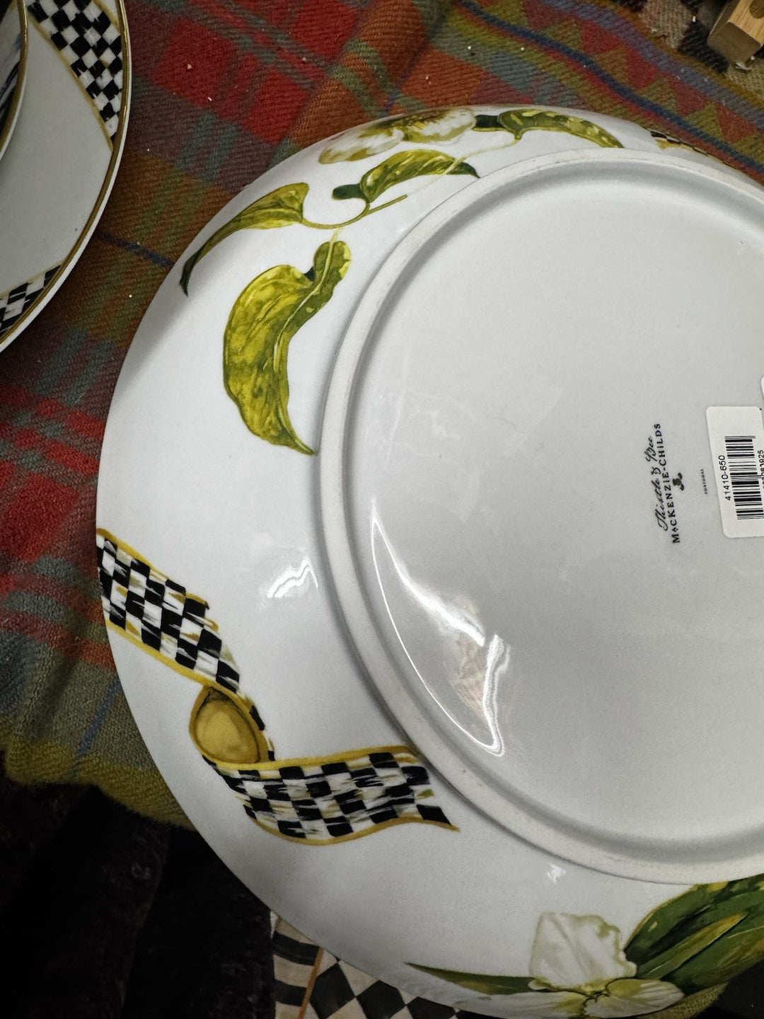 Thistle & Bee by MacKenzie-Childs porcelain Butterfly Serving Bowl 12.75"- New