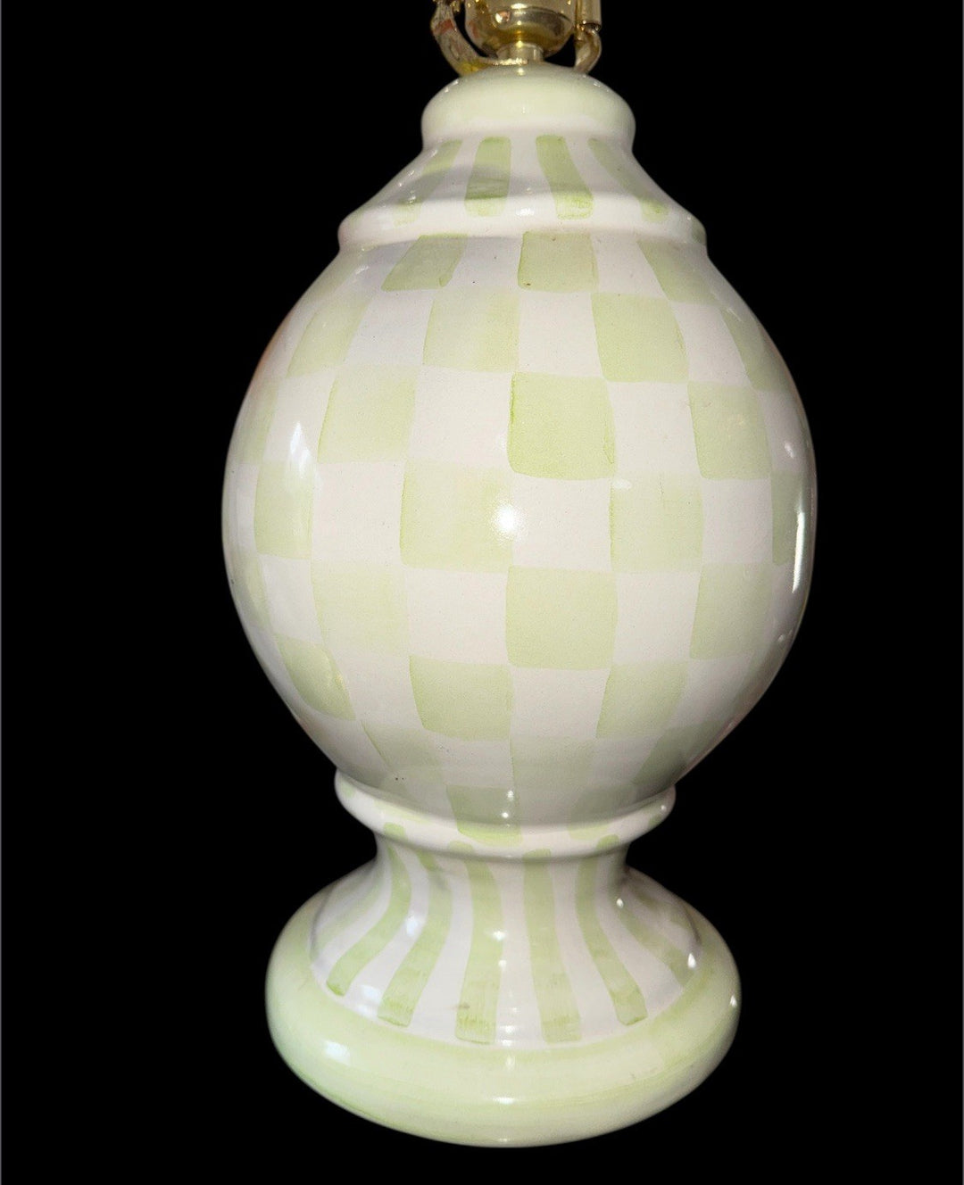 Mackenzie Childs Lamp Globe Green Check - Made In Aurora