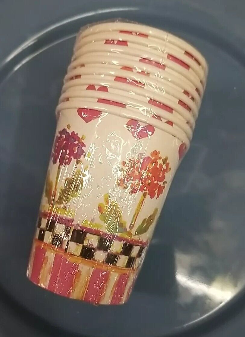 MacKenzie Childs Pixie Party Paper Cups.  8 Cups 9oz-sealed Retired