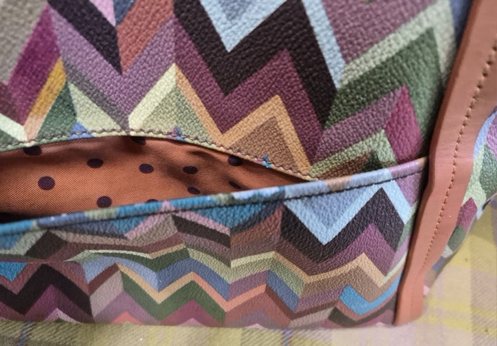 Mackenzie Childs Kaleidoscope Chevron Multicolor Tote Bag RARE