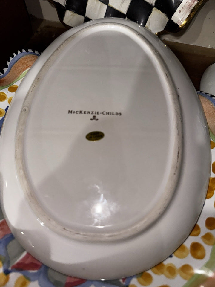 MACKENZIE CHILDS CERAMIC Chicken Polka Dot Egg Plate DESSERT PLATE