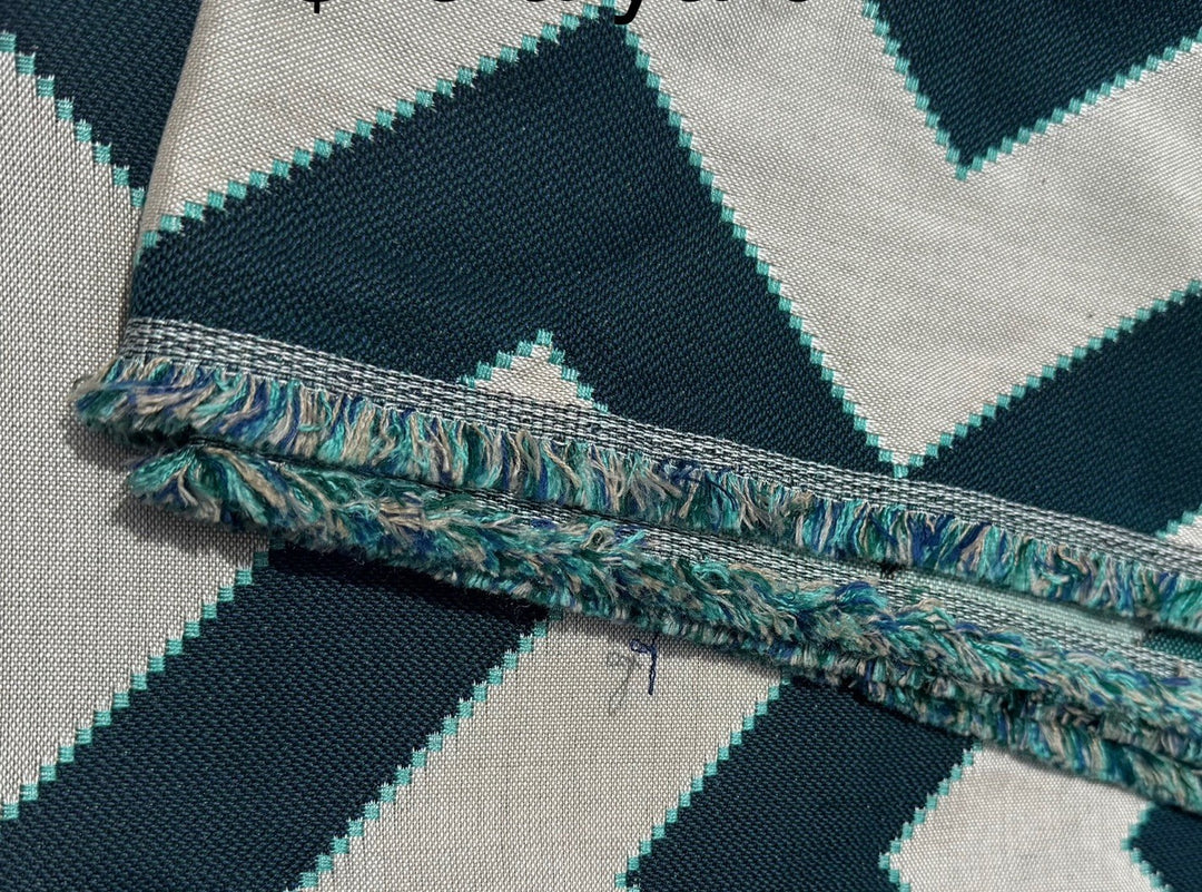 MacKenzie Childs Fabric By The Yard New -teal Courtyard Chevron- Outdoor