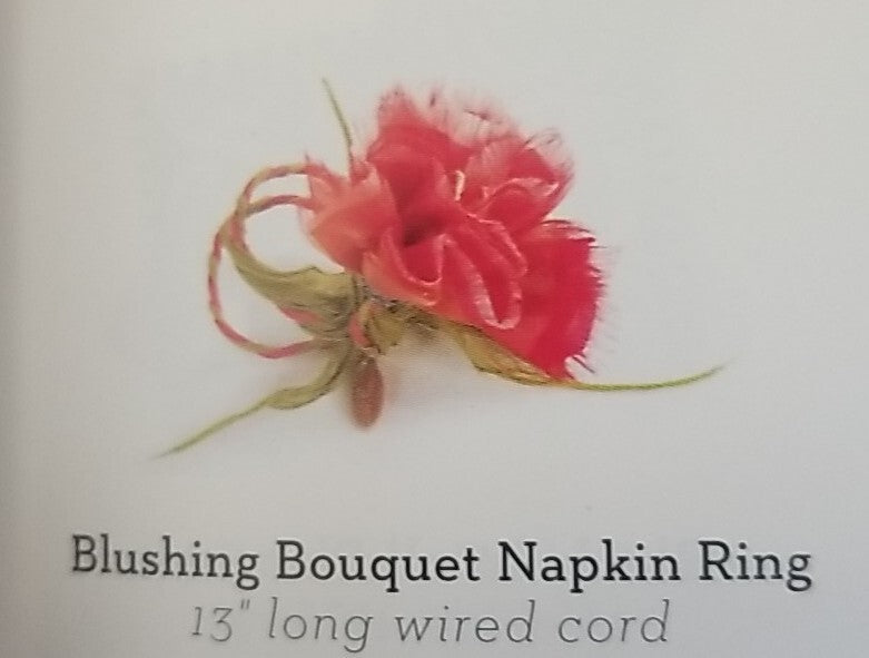 Mackenzie childs Blushing Bouquet Napkin Or Curtain Ring Holder 13"L Set Of 2...