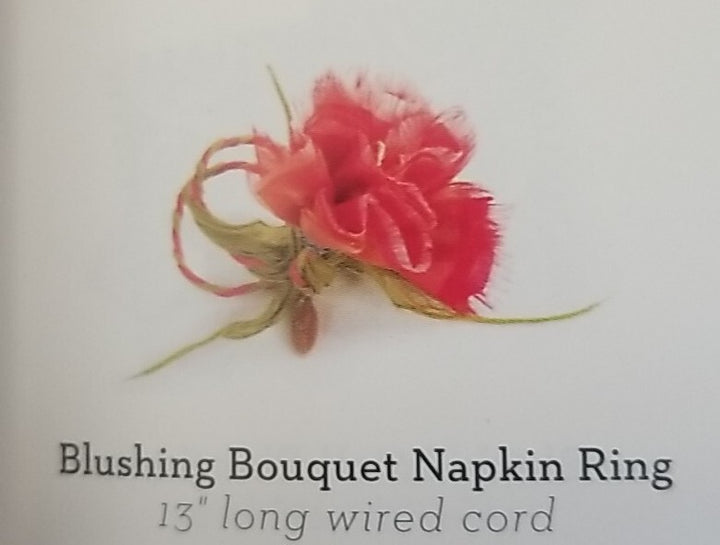 Mackenzie childs Blushing Bouquet Napkin Or Curtain Ring Holder 13"L Set Of 2...