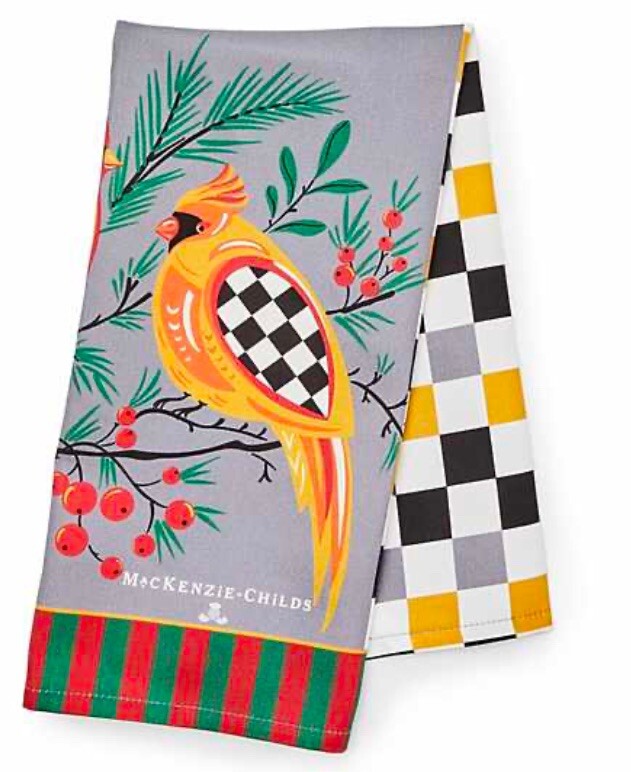 MACKENZIE-CHILDS Holiday cardinal DISH TOWEL NIP- New In Bag