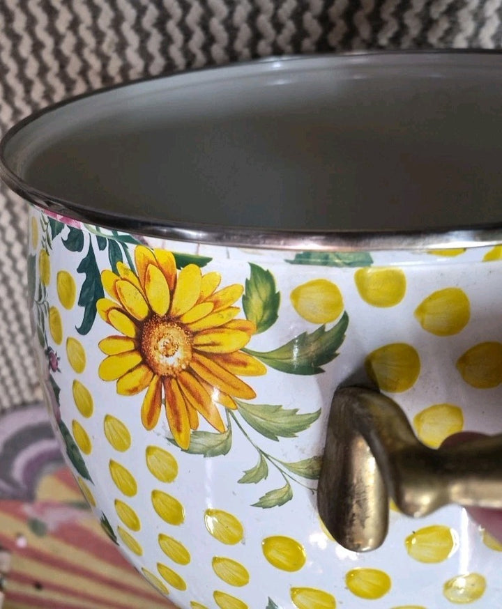 MacKenzie Childs Buttercup Pattern 8 Quart Large Stock Pot Vintage