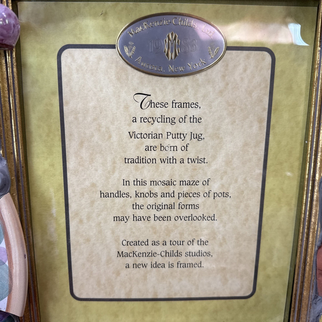 Mackenzie Childs Huge Putty Pottery Shard 8” X 10” Picture Frame Stamped 1983