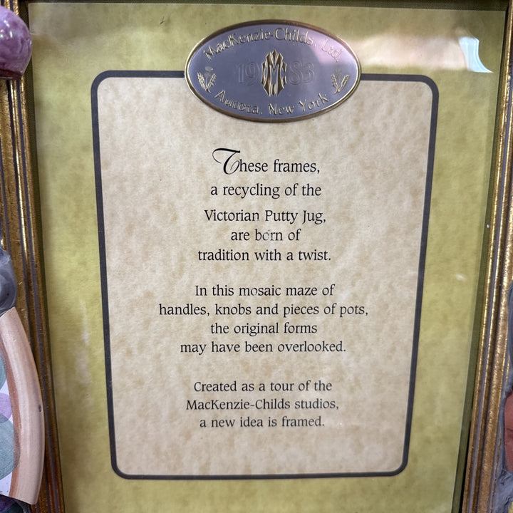 Mackenzie Childs Huge Putty Pottery Shard 8” X 10” Picture Frame Stamped 1983
