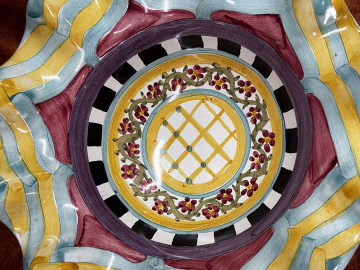 Mackenzie Childs Taylor Hitchcock Fields Fluted Breakfast bowl 8.5” Ceramic