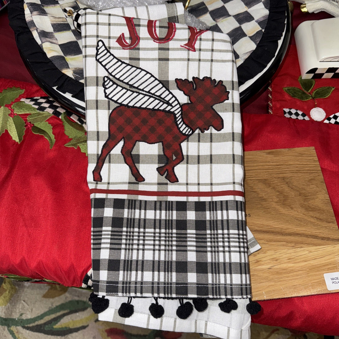 MACKENZIE-CHILDS  Tartan Moose DISH TOWEL New 18”x28” Retired