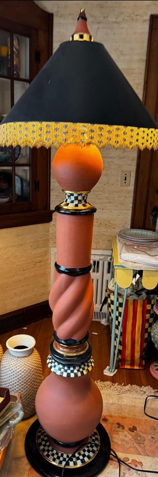 MACKENZIE CHILDS Argentina Floor Lamp,6FT Tall Courtly Check Beaded Lamp Shade