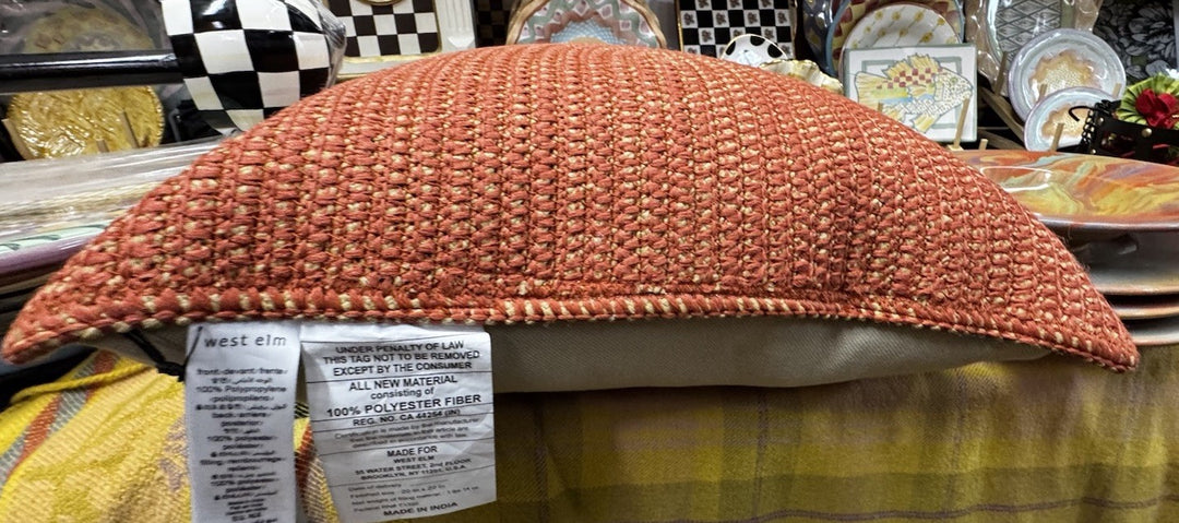 West Elm Woven Arches Indoor/Outdoor Pillow 20x20 NIB Coral