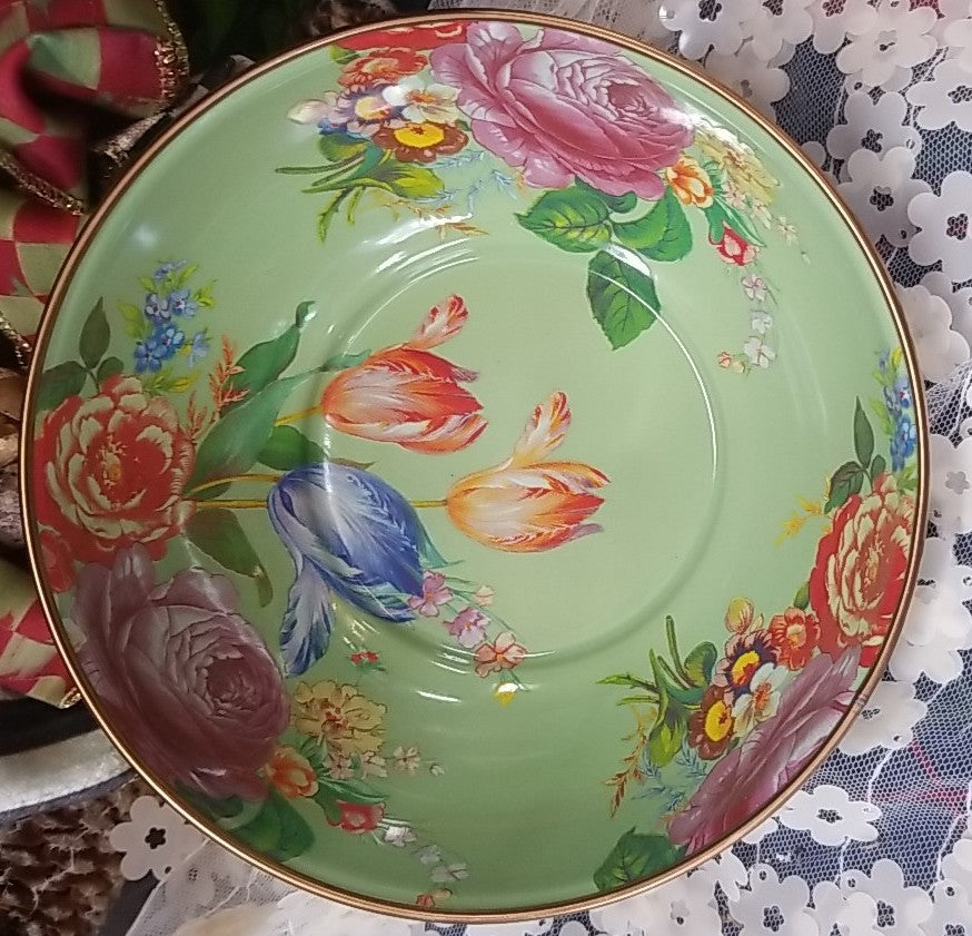MACKENZIE CHILDS GREEN  FLOWER MARKET SMALL EVERYDAY BOWL Set of 4