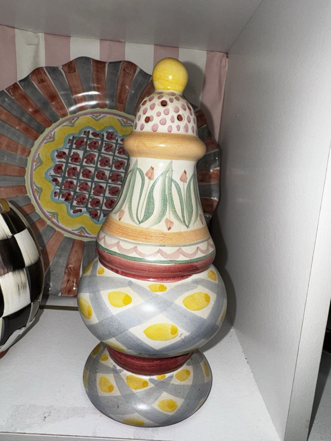 MacKenzie Childs Aalsmeer   Taylor  Ceramic Sugar Shaker Made in Aurora