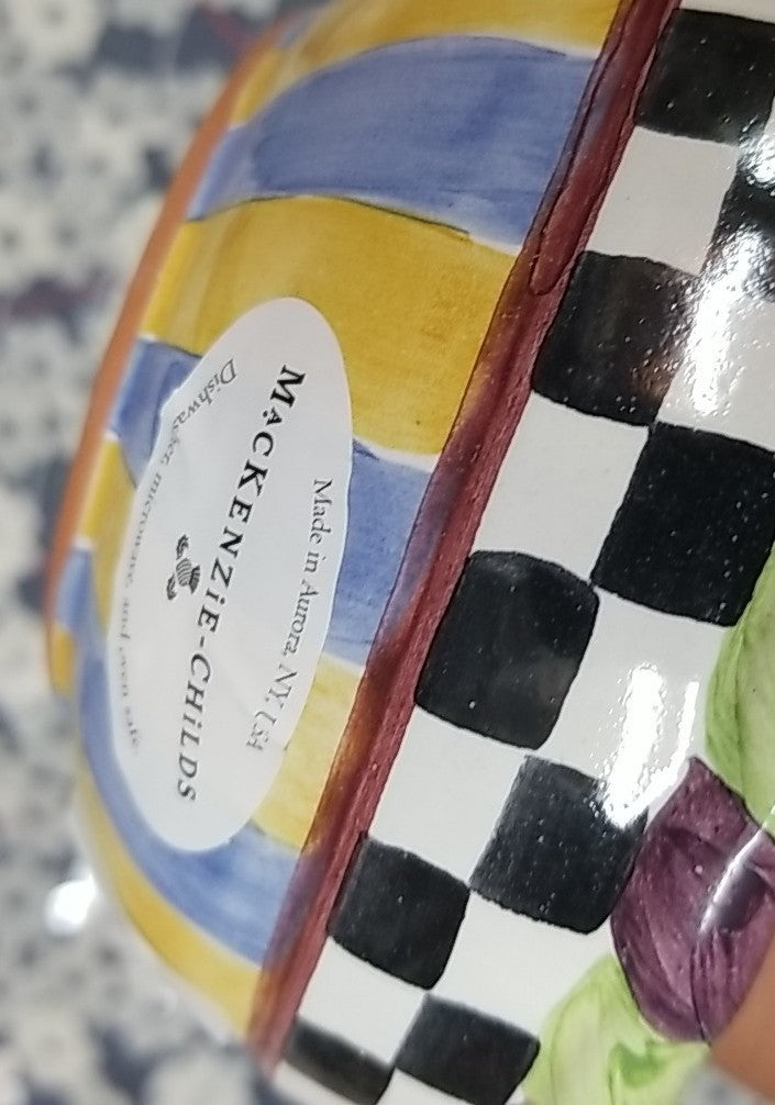 Mackenzie Childs Piccadilly 5.5” Ceramic Dip Bowl With Courtly Check