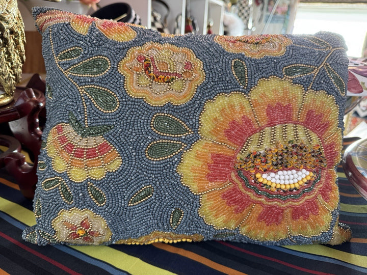 MACKENZIE CHILDs SHALIMAR BEADED LUMBAR PILLOW, NEW, RETIRED