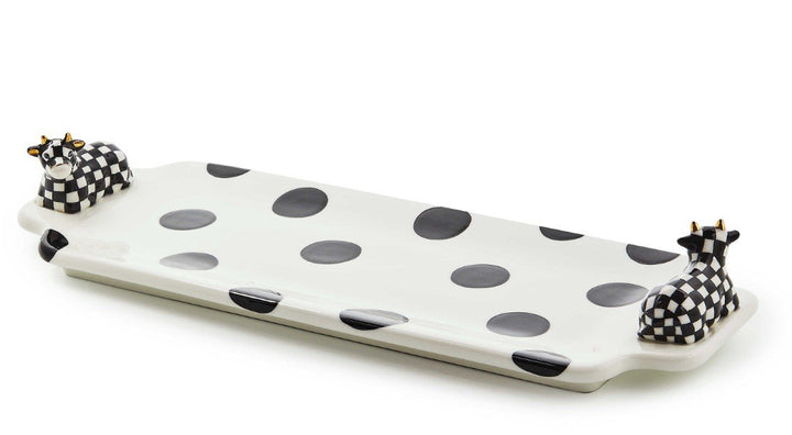 MacKenzie-Childs Courtly Check & Dot Cow Creamery Tray 14.5" Long New