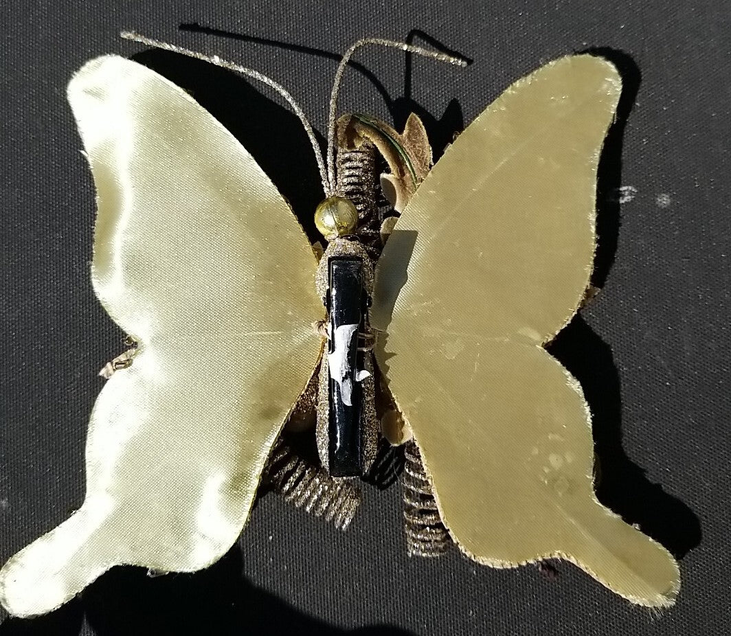 Mackenzie Childs Butterly Clips Set Of 2 Gold & Silver Courtly Check Retired