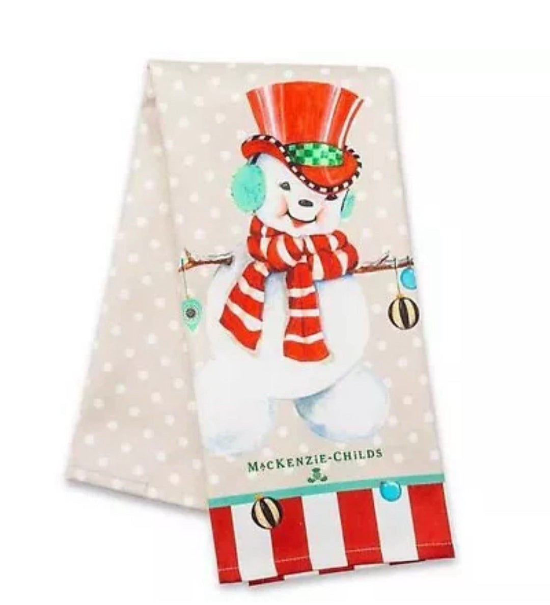 MacKenzie-Childs Snowman Dish Towel- Granny Kitsch 2023 -New