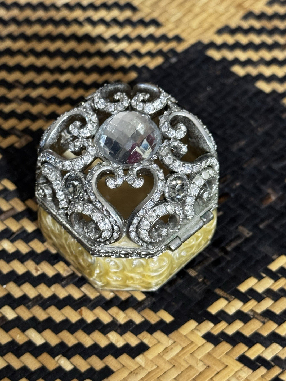 Jay Strongwater Enamel Crystal And Pearl  Trinket Box