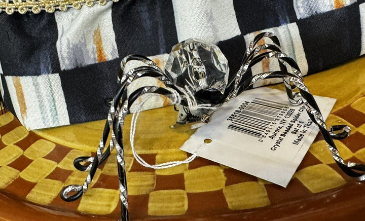 Mackenzie Childs Set Of 3. 1 Crystal 1  striper Spider Clip, 1 striped/stick