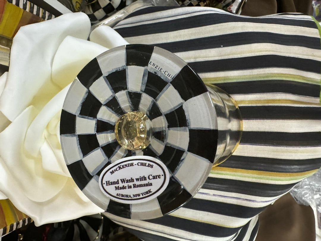 Mackenzie Childs  Courtly Check Wine Goblet- New