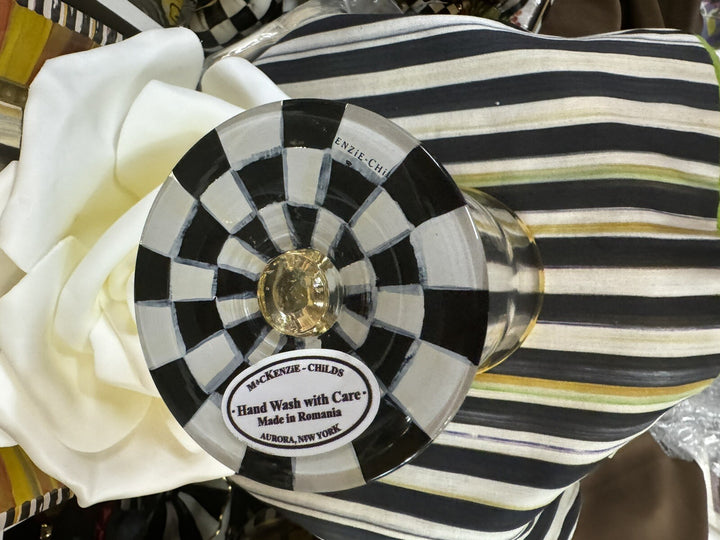 Mackenzie Childs  Courtly Check Wine Goblet- New