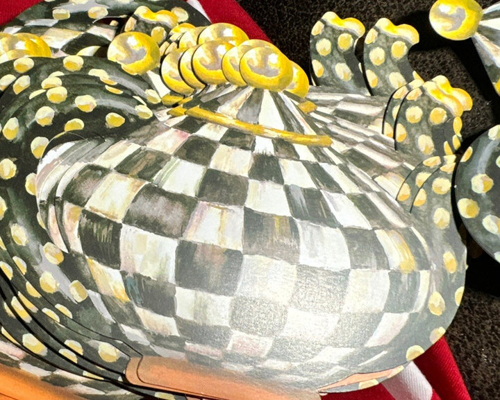 MACKENZIE CHILD'S COURTLY CHECK PAPER TEAPOT AD CARD-new Set Of 2