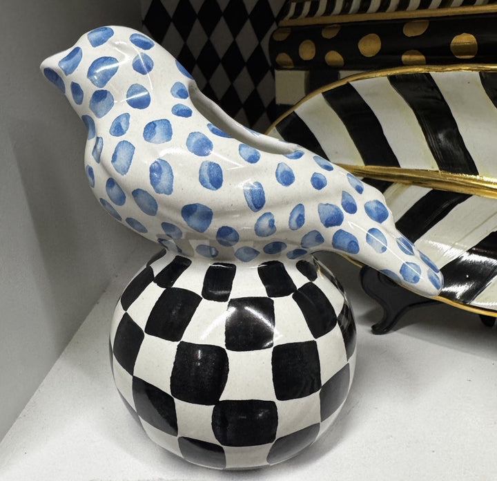 Mackenzie Childs Bird On Ball Vase Ceramic 2026 Collectors Series