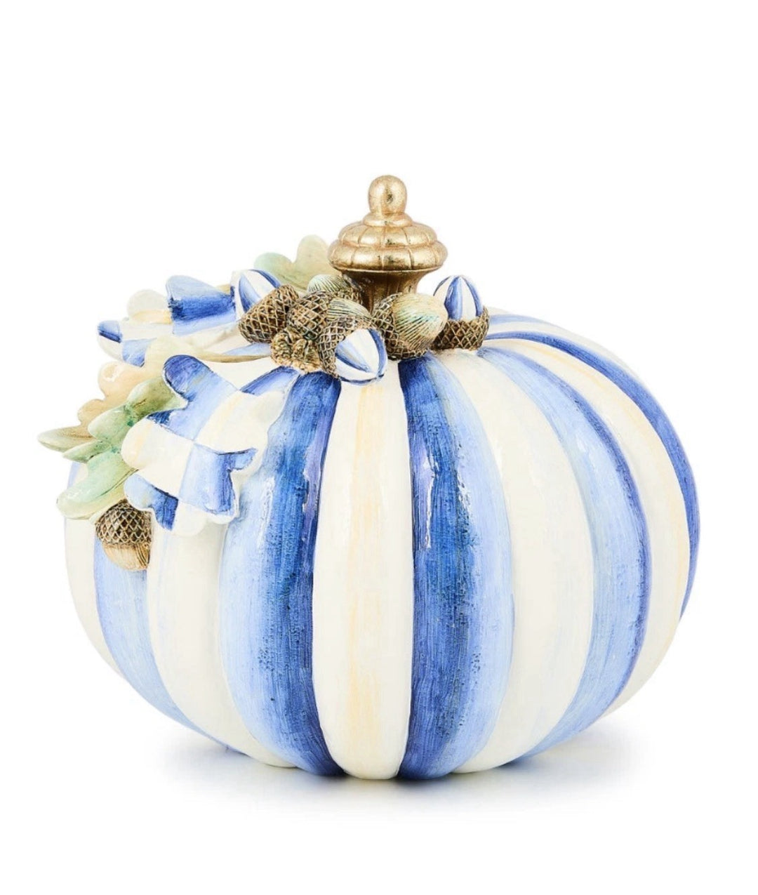 MacKenzie Childs Royal Blue Autumn Small Acorn Pumpkin New