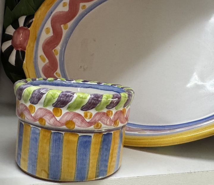MacKenzie Childs Piccadilly Ceramic 4” Ramekin Souffle Dish Retired Pattern