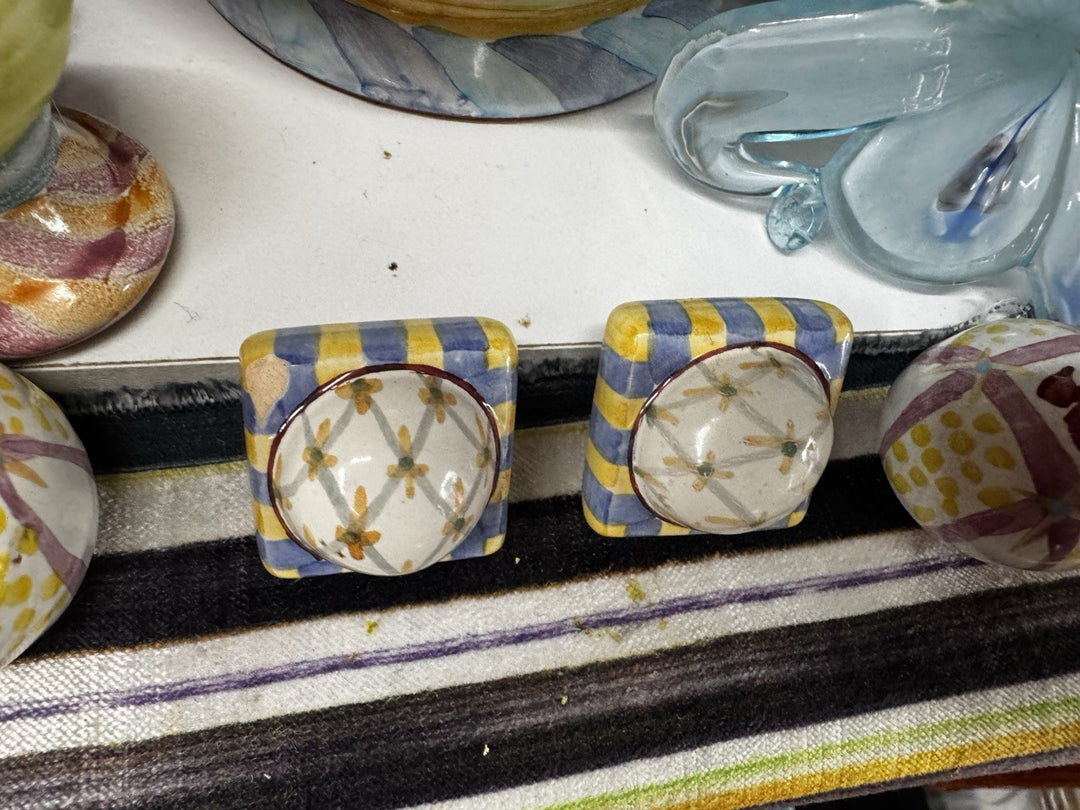 Mackenzie Childs 1.5” Petite Multicolor Set Of 2  Knob Pulls With Hardware