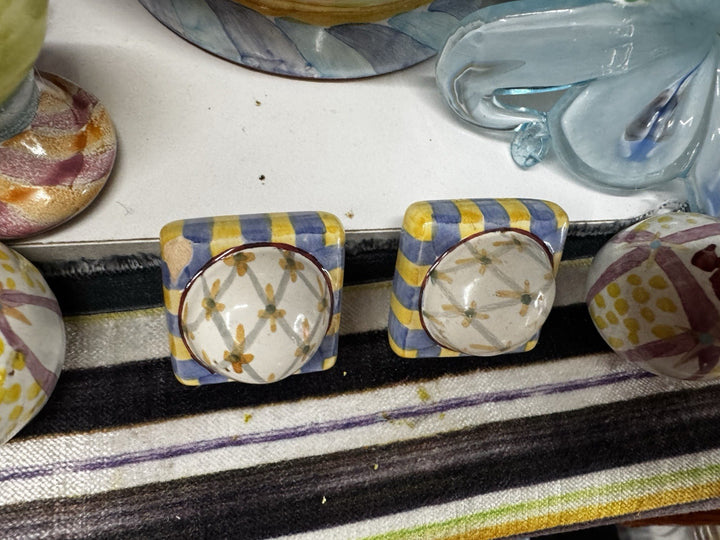 Mackenzie Childs 1.5” Petite Multicolor Set Of 2  Knob Pulls With Hardware