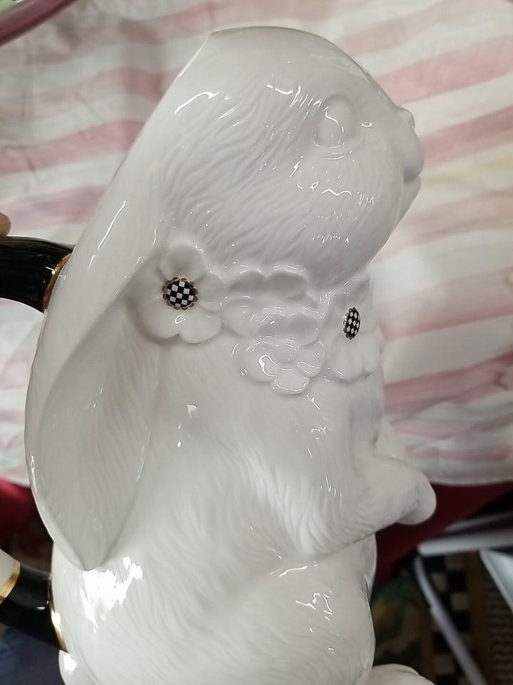Mackenzie Childs  White Rabbit Ceramic Pitcher Courtly Check - Sold Out