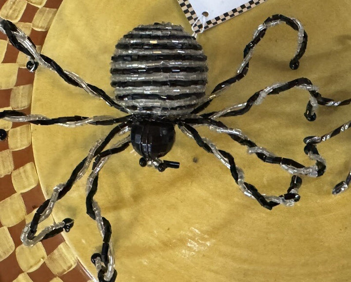 Mackenzie Childs  - Black And White  Striped Beaded Spider Clip- New Set Of 2