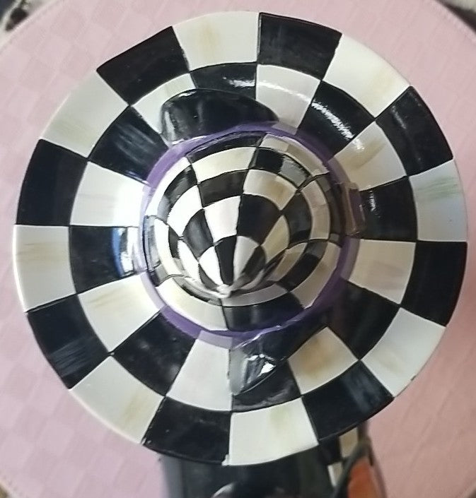 Mackenzie Childs  FORTUNE TELLER BLACK CAT 13" Courtly Check Figure- Retired