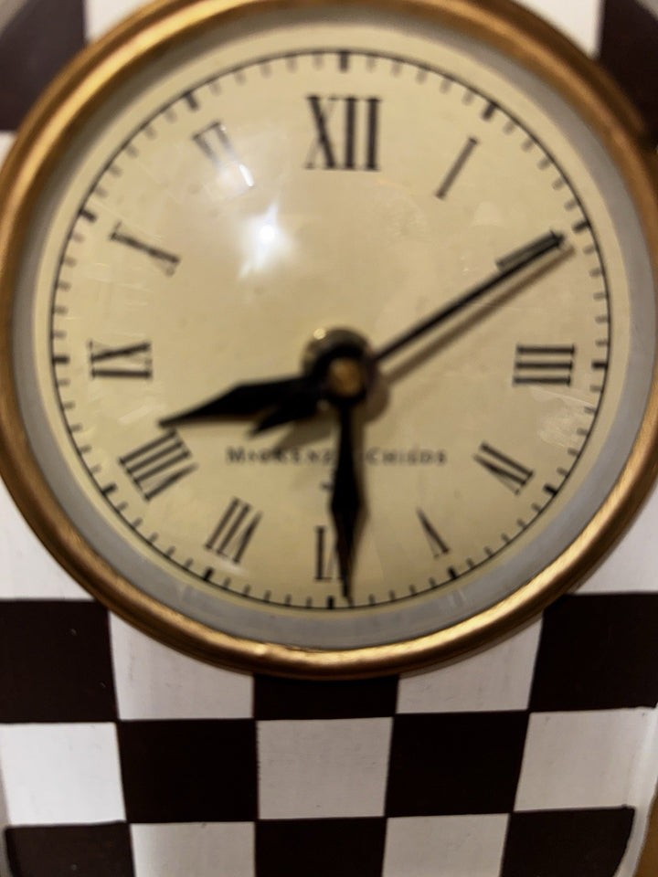MacKENZIE CHILDS COUTRLY CHECK OFF WHITE MANTEL CLOCK - Excellent