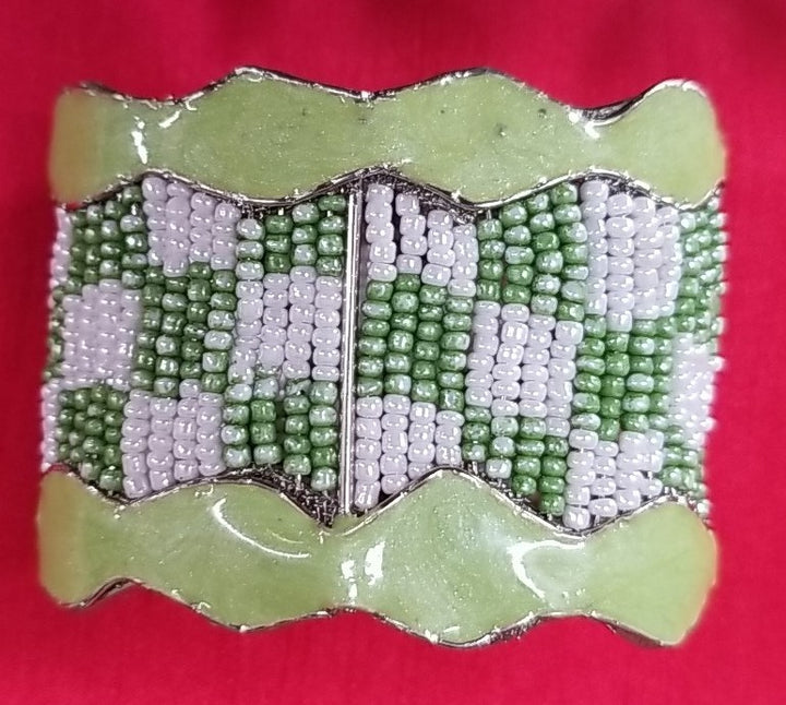 Mackenzie Childs Beaded Check Multicolor   NAPKIN RINGS Retired Set of 4 New